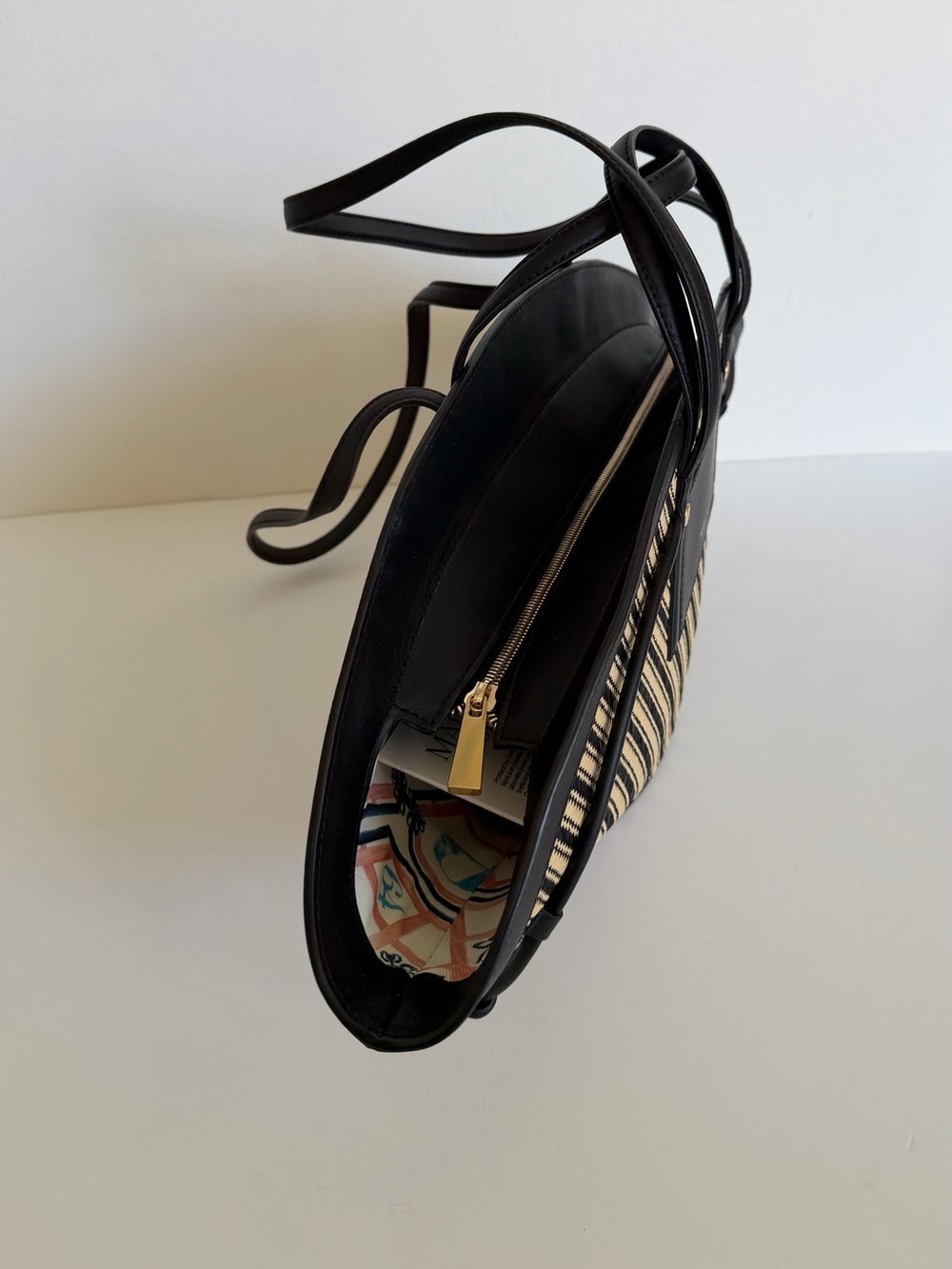 Black & Natural Woven Crescent Tote - Picture 7 of 10